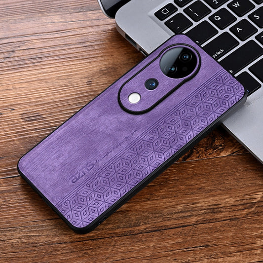 For vivo S19 AZNS 3D Embossed Skin Feel Phone Case(Purple)