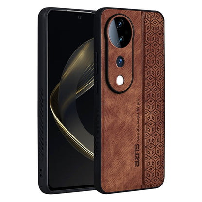 For vivo S19 AZNS 3D Embossed Skin Feel Phone Case(Brown)
