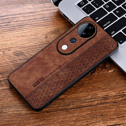 For vivo S19 AZNS 3D Embossed Skin Feel Phone Case(Brown)