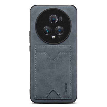 Pour Honor Magic5 Ultimate Denior Étui de téléphone avec fente pour cartes en cuir PU (Gris)