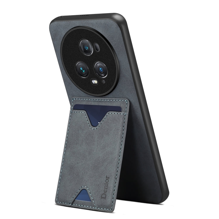 Pour Honor Magic5 Ultimate Denior Étui de téléphone avec fente pour cartes en cuir PU (Gris)