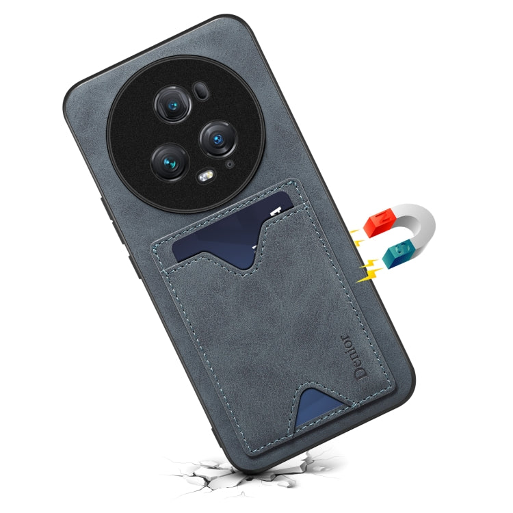Pour Honor Magic5 Ultimate Denior Étui de téléphone avec fente pour cartes en cuir PU (Gris)
