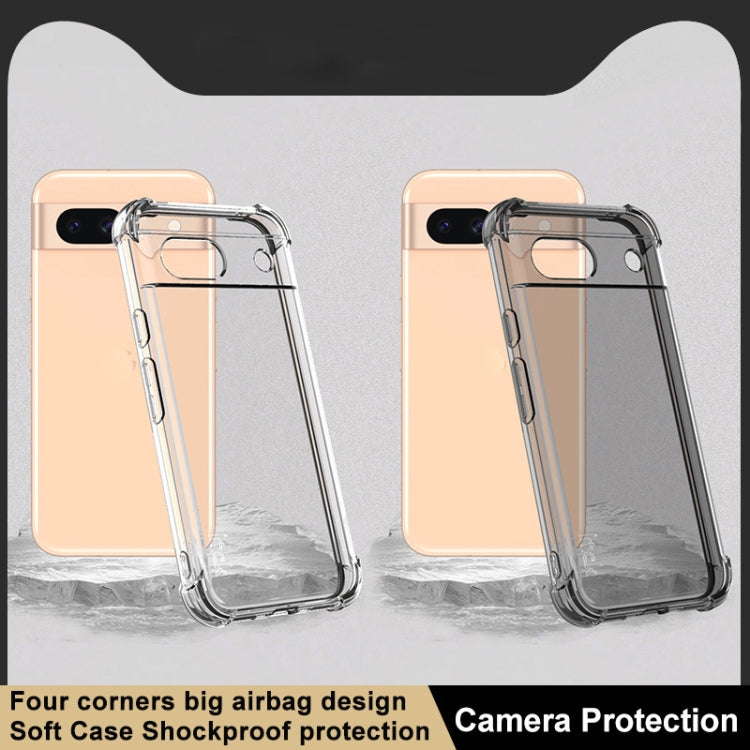 For Google Pixel 8a imak Shockproof Airbag TPU Phone Case(Transparent Black)