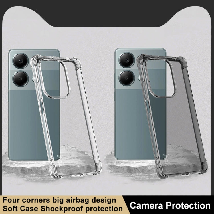 Pour Xiaomi Redmi Note 13 Pro 4G Global Coque de téléphone TPU antichoc imak Airbag (Noir Transparent)