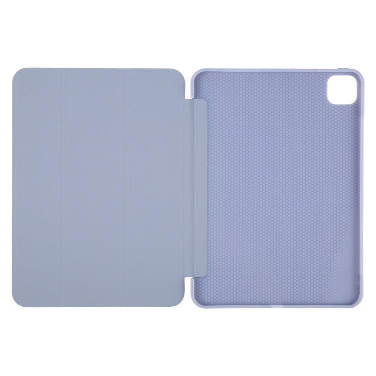 For iPad Air 11 2026 / 2025 / 2024 GEBEI 3-folding Holder Shockproof Flip Leather Tablet Case(Light Purple)
