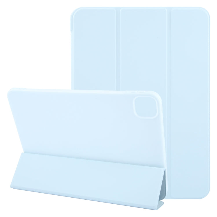 For iPad Air 11 2026 / 2025 / 2024 GEBEI 3-folding Holder Shockproof Flip Leather Tablet Case(Sky Blue)