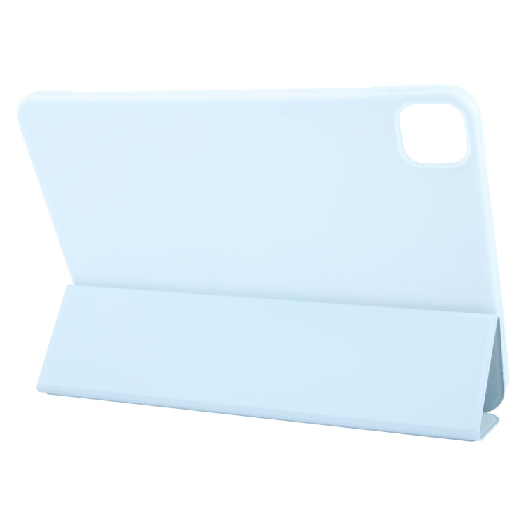 For iPad Air 11 2026 / 2025 / 2024 GEBEI 3-folding Holder Shockproof Flip Leather Tablet Case(Sky Blue)