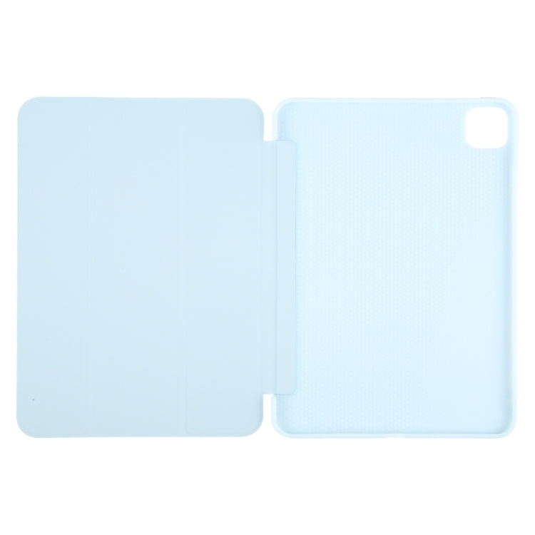 For iPad Air 11 2026 / 2025 / 2024 GEBEI 3-folding Holder Shockproof Flip Leather Tablet Case(Sky Blue)