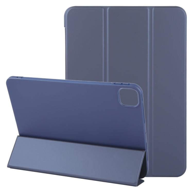 For iPad Air 11 2026 / 2025 / 2024 GEBEI 3-folding Holder Shockproof Flip Leather Tablet Case(Dark Blue)