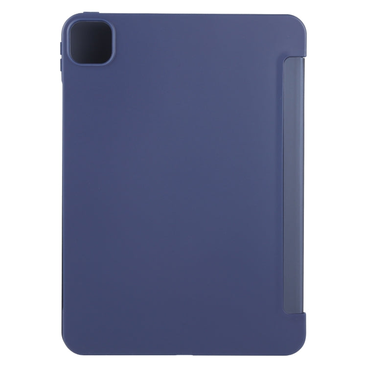 For iPad Air 11 2026 / 2025 / 2024 GEBEI 3-folding Holder Shockproof Flip Leather Tablet Case(Dark Blue)