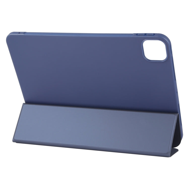 For iPad Air 11 2026 / 2025 / 2024 GEBEI 3-folding Holder Shockproof Flip Leather Tablet Case(Dark Blue)