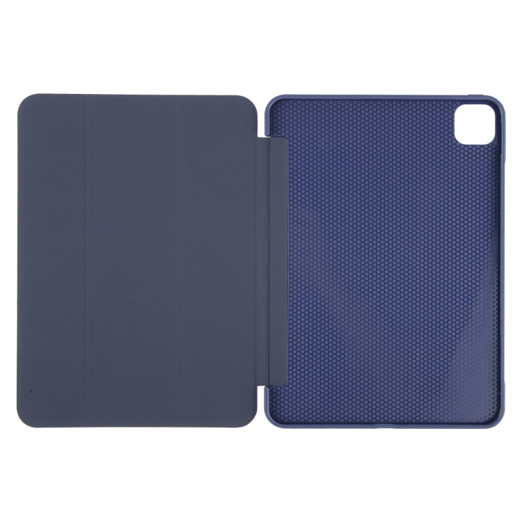 For iPad Air 11 2026 / 2025 / 2024 GEBEI 3-folding Holder Shockproof Flip Leather Tablet Case(Dark Blue)