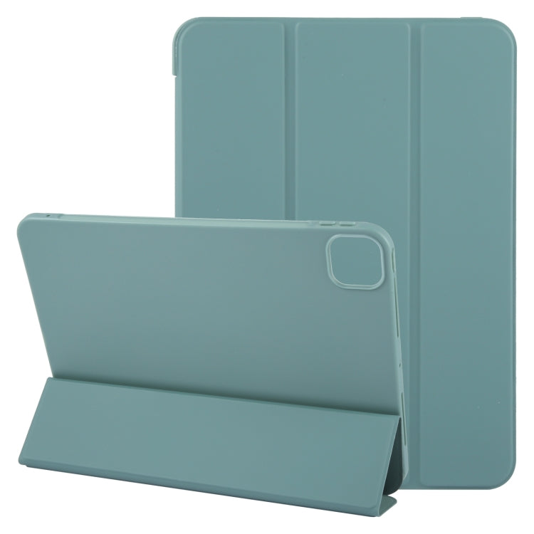 For iPad Air 11 2026 / 2025 / 2024 GEBEI 3-folding Holder Shockproof Flip Leather Tablet Case(Dark Green)
