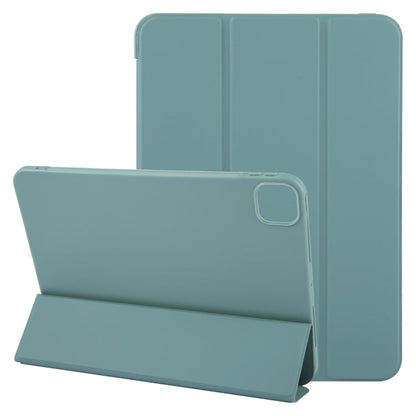 For iPad Air 11 2026 / 2025 / 2024 GEBEI 3-folding Holder Shockproof Flip Leather Tablet Case(Dark Green)