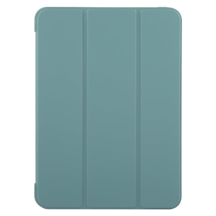 For iPad Air 11 2026 / 2025 / 2024 GEBEI 3-folding Holder Shockproof Flip Leather Tablet Case(Dark Green)