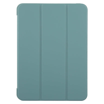 For iPad Air 11 2026 / 2025 / 2024 GEBEI 3-folding Holder Shockproof Flip Leather Tablet Case(Dark Green)