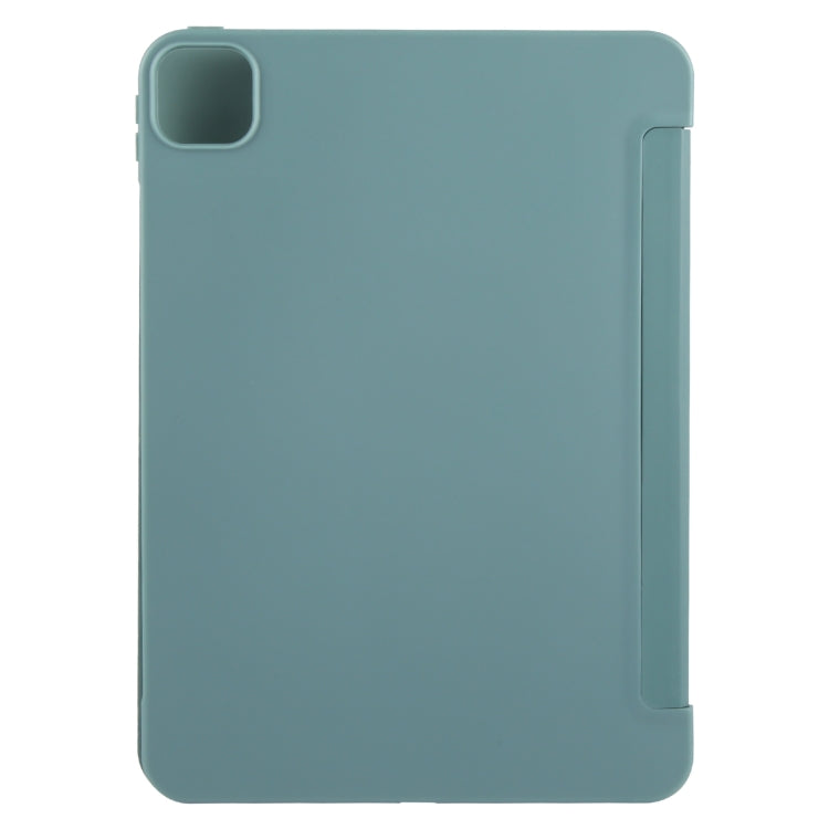 For iPad Air 11 2026 / 2025 / 2024 GEBEI 3-folding Holder Shockproof Flip Leather Tablet Case(Dark Green)