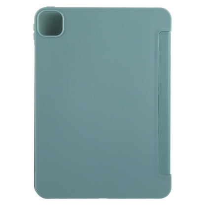 For iPad Air 11 2026 / 2025 / 2024 GEBEI 3-folding Holder Shockproof Flip Leather Tablet Case(Dark Green)