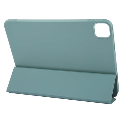 For iPad Air 11 2026 / 2025 / 2024 GEBEI 3-folding Holder Shockproof Flip Leather Tablet Case(Dark Green)