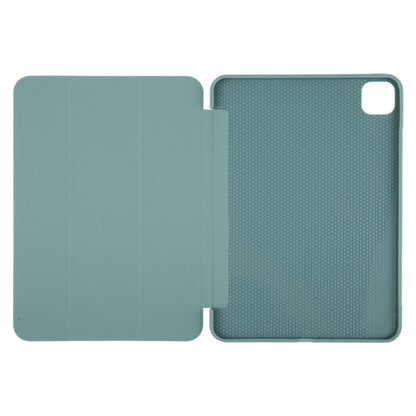 For iPad Air 11 2026 / 2025 / 2024 GEBEI 3-folding Holder Shockproof Flip Leather Tablet Case(Dark Green)