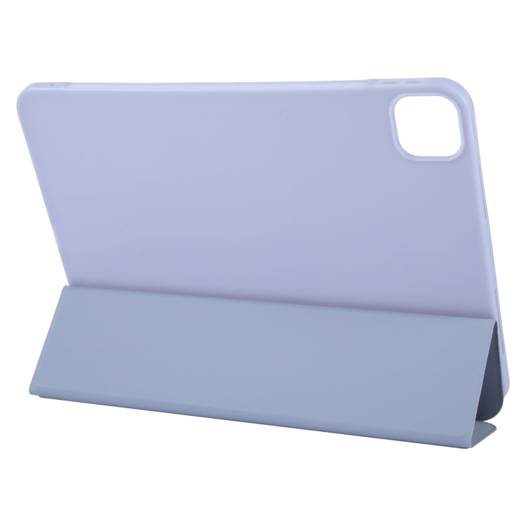For iPad Pro 11 2025 / 2024 GEBEI 3-folding Holder Shockproof Flip Leather Tablet Case(Light Purple)
