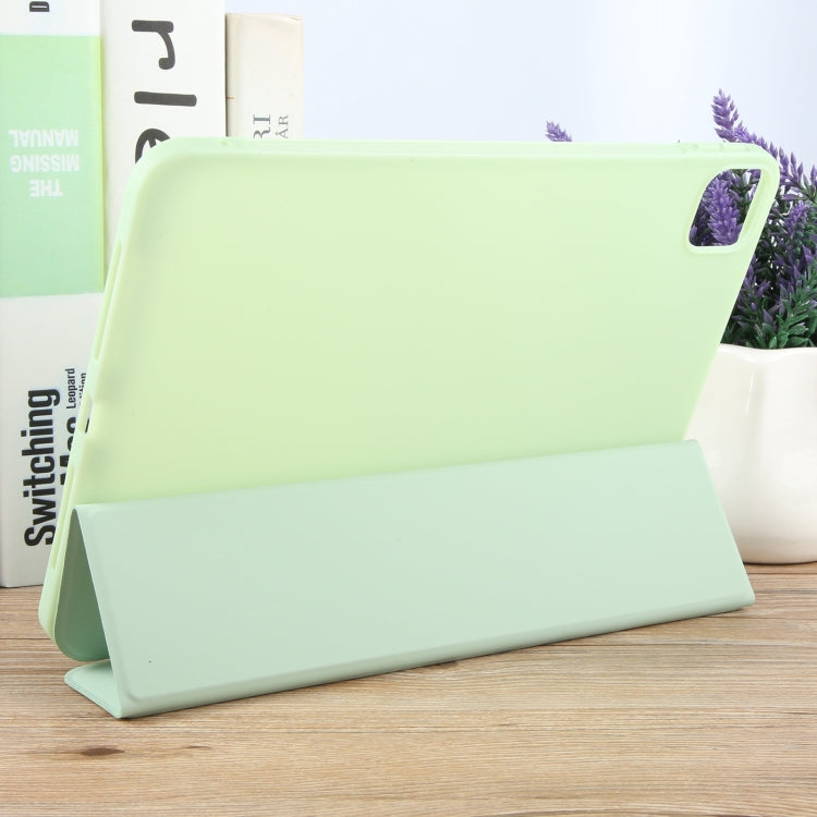 For iPad Pro 11 2025 / 2024 GEBEI 3-folding Holder Shockproof Flip Leather Tablet Case(Green)
