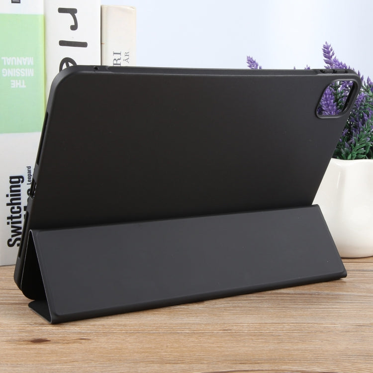 For iPad Air 13 2026 / 2025 / 2024 GEBEI 3-folding Holder Shockproof Flip Leather Tablet Case(Black)