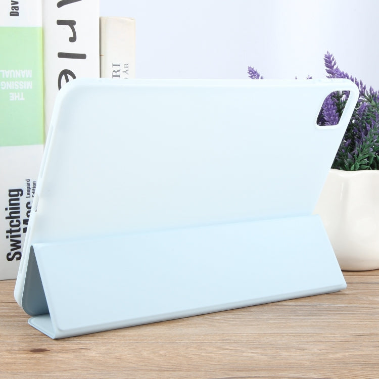 For iPad Air 13 2026 / 2025 / 2024 GEBEI 3-folding Holder Shockproof Flip Leather Tablet Case(Sky Blue)