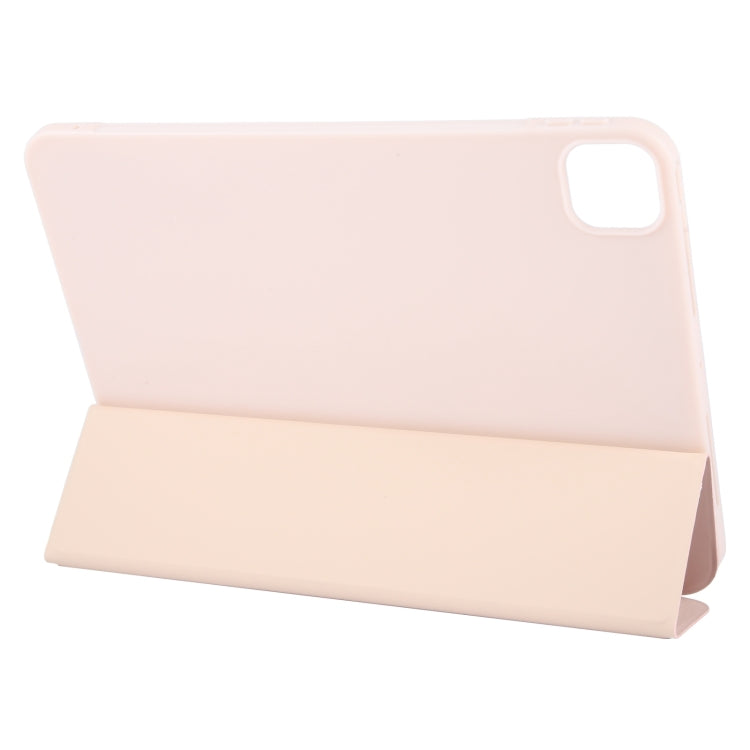 For iPad Air 13 2026 / 2025 / 2024 GEBEI 3-folding Holder Shockproof Flip Leather Tablet Case(Pink)