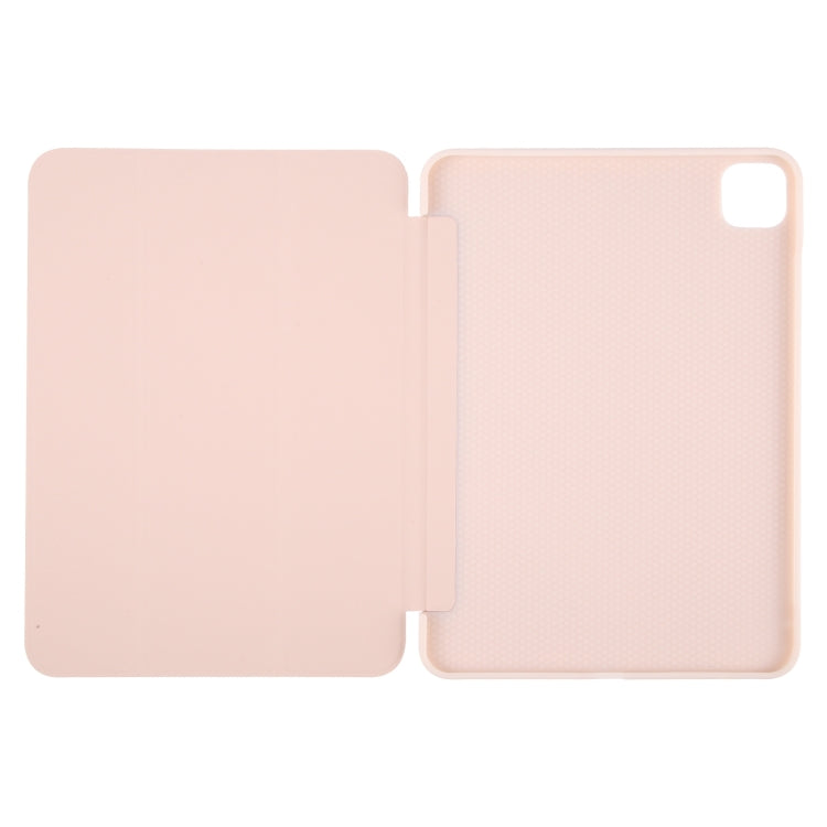 For iPad Air 13 2026 / 2025 / 2024 GEBEI 3-folding Holder Shockproof Flip Leather Tablet Case(Pink)