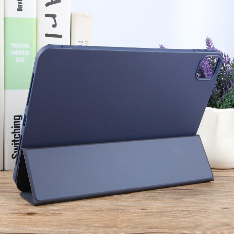 For iPad Pro 13 2025 / 2024 GEBEI 3-folding Holder Shockproof Flip Leather Tablet Case(Dark Blue)