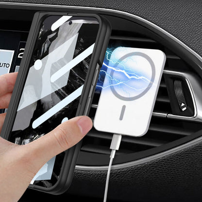 For Google Pixel 9 Pro Fold GKK Integrated Magsafe Fold Hinge Full Coverage Phone Case with Holder(Blue)