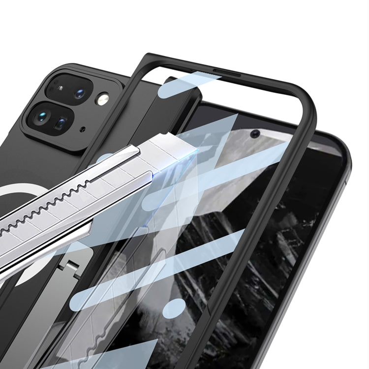 For Google Pixel 9 Pro Fold GKK Integrated Magsafe Fold Hinge Full Coverage Phone Case with Holder(Blue)