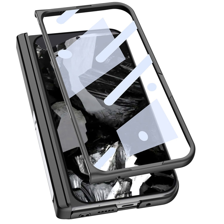 For Google Pixel 9 Pro Fold GKK Integrated Fold Hinge Leather Phone Case with Holder(Black)