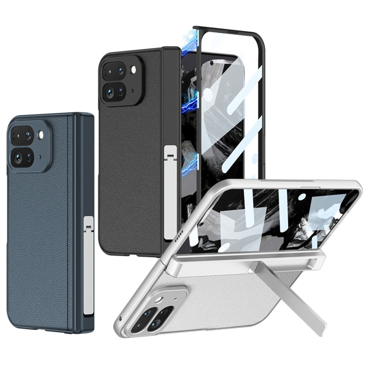 Pour l'étui de téléphone en cuir avec support intégré GKK pour Google Pixel 9 Pro Fold (Noir Fibre de Carbone)
