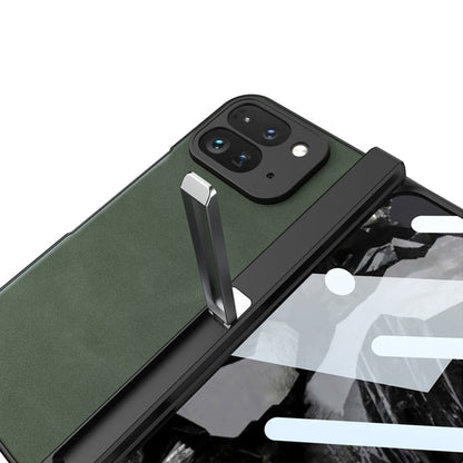 For Google Pixel 9 Pro Fold GKK Integrated Frosted Fold Hinge Leather Phone Case with Holder(Grey)