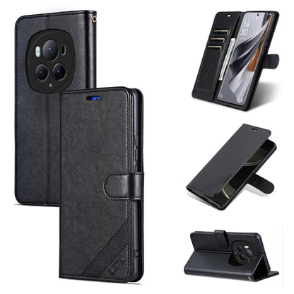 For Honor Magic6 Pro AZNS Sheepskin Texture Flip Leather Phone Case(Black)