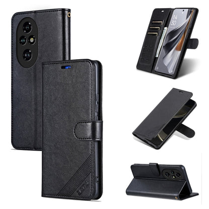 For Honor 200 Pro AZNS Sheepskin Texture Flip Leather Phone Case(Black)