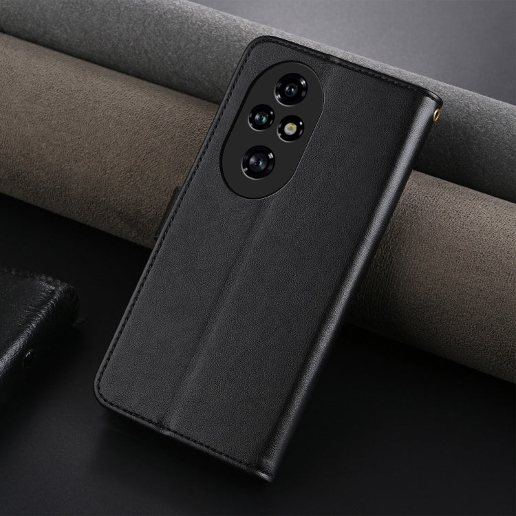 For Honor 200 Pro AZNS Sheepskin Texture Flip Leather Phone Case(Black)