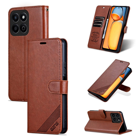 Pour étui de téléphone en cuir rabattable For Honor Play 60 Plus AZNS en texture peau de mouton (marron)