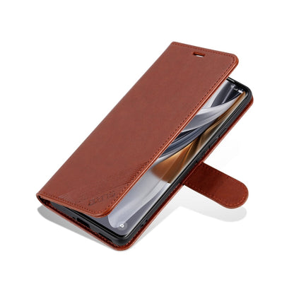 For Honor X60i AZNS Sheepskin Texture Flip Leather Phone Case(Brown)