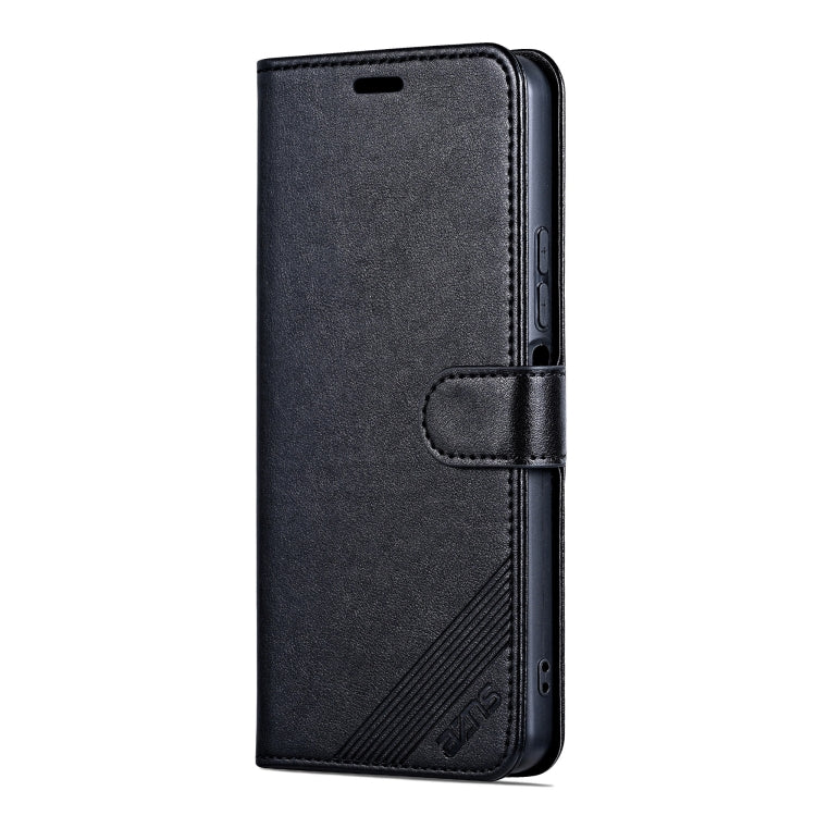 Étui portefeuille en cuir texturé en peau de mouton AZNS pour For Honor X60 (noir)