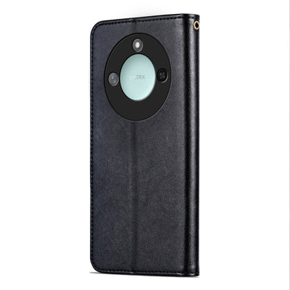 Étui portefeuille en cuir texturé en peau de mouton AZNS pour For Honor X60 (noir)