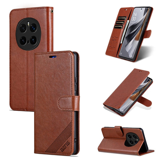 Pour Honor Magic7 Pro Étui de Téléphone en Cuir à Rabat Texture Peau de Mouton AZNS (Marron)
