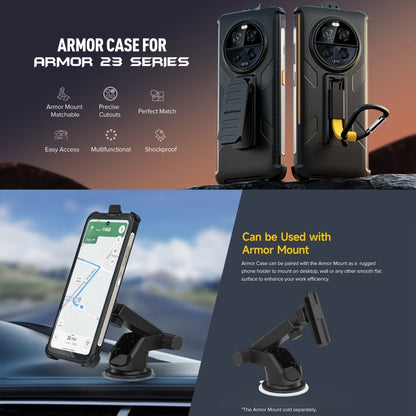 For Ulefone Armor 23 Ultra Ulefone Back Clip Phone Case with Carabiner(Black)