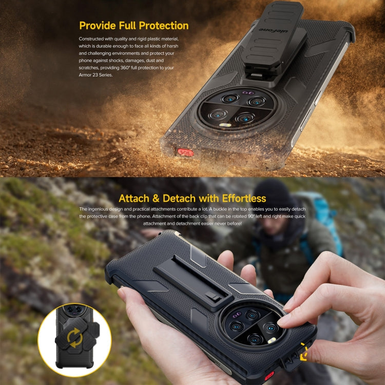 For Ulefone Armor 23 Ultra Ulefone Back Clip Phone Case with Carabiner(Black)