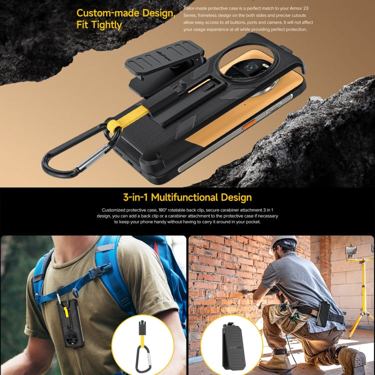 For Ulefone Armor 23 Ultra Ulefone Back Clip Phone Case with Carabiner(Black)