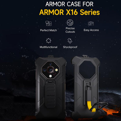 For Ulefone Armor X16 / X16 Pro Ulefone Back Clip Phone Case with Carabiner(Black)