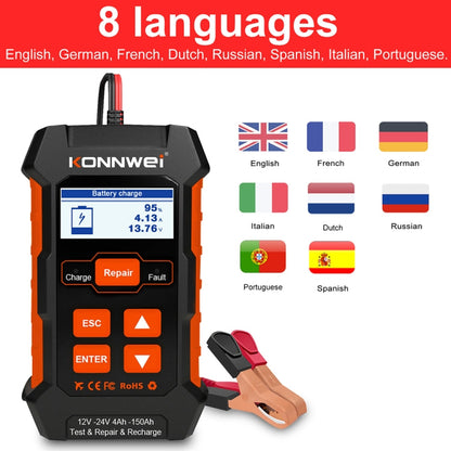 KONNWEI KW520 12V / 24V 3 in 1 Car Battery Tester with Detection & Repair & Charging Function(US Plug)