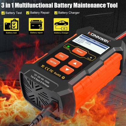 KONNWEI KW520 Testeur de batterie de voiture 12V / 24V 3 en 1 avec fonctions de détection, réparation et charge (prise UK)